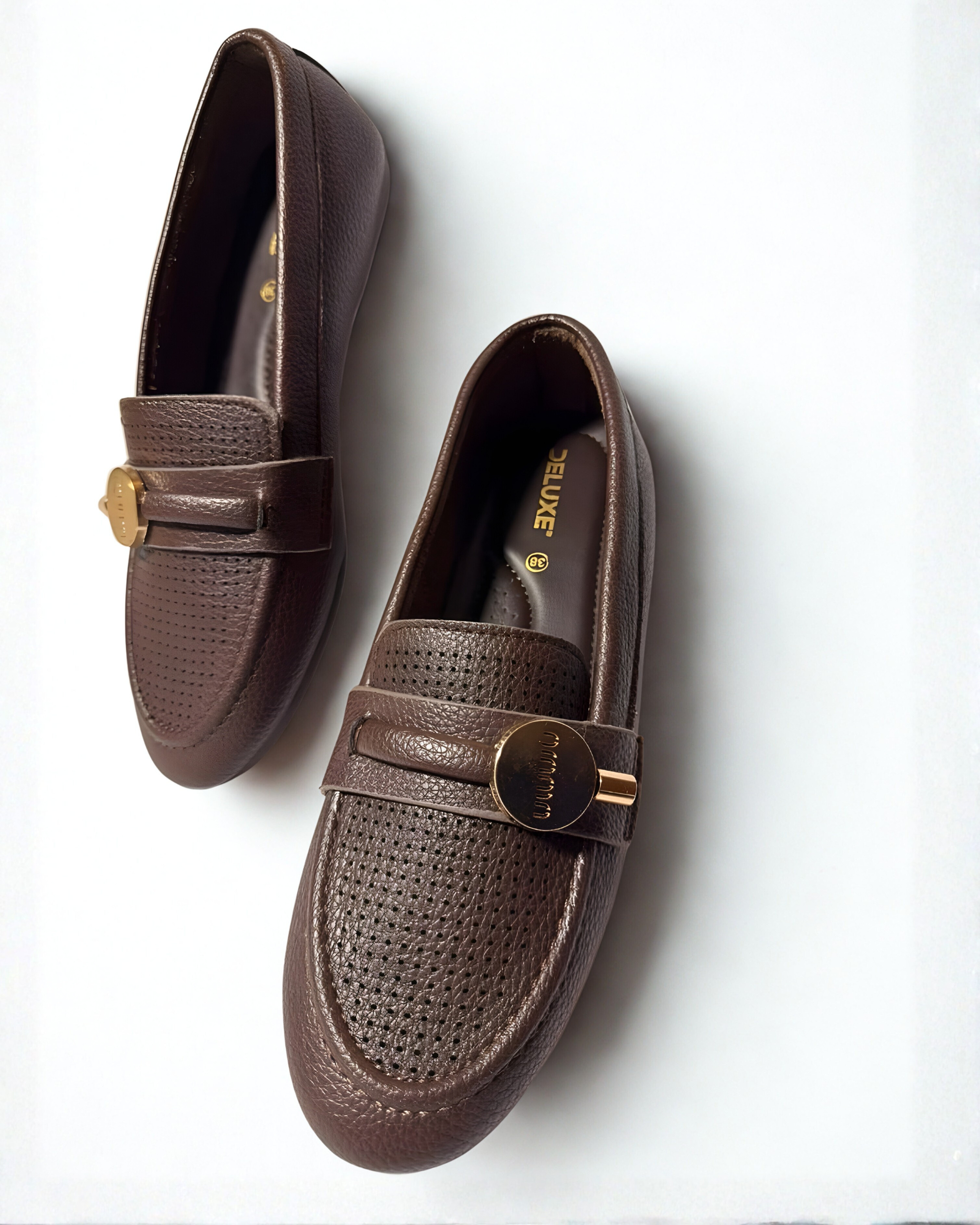 Brown Luxury Medicated Leather Pumpies – Cushioned Comfort (Brown)  Luxora