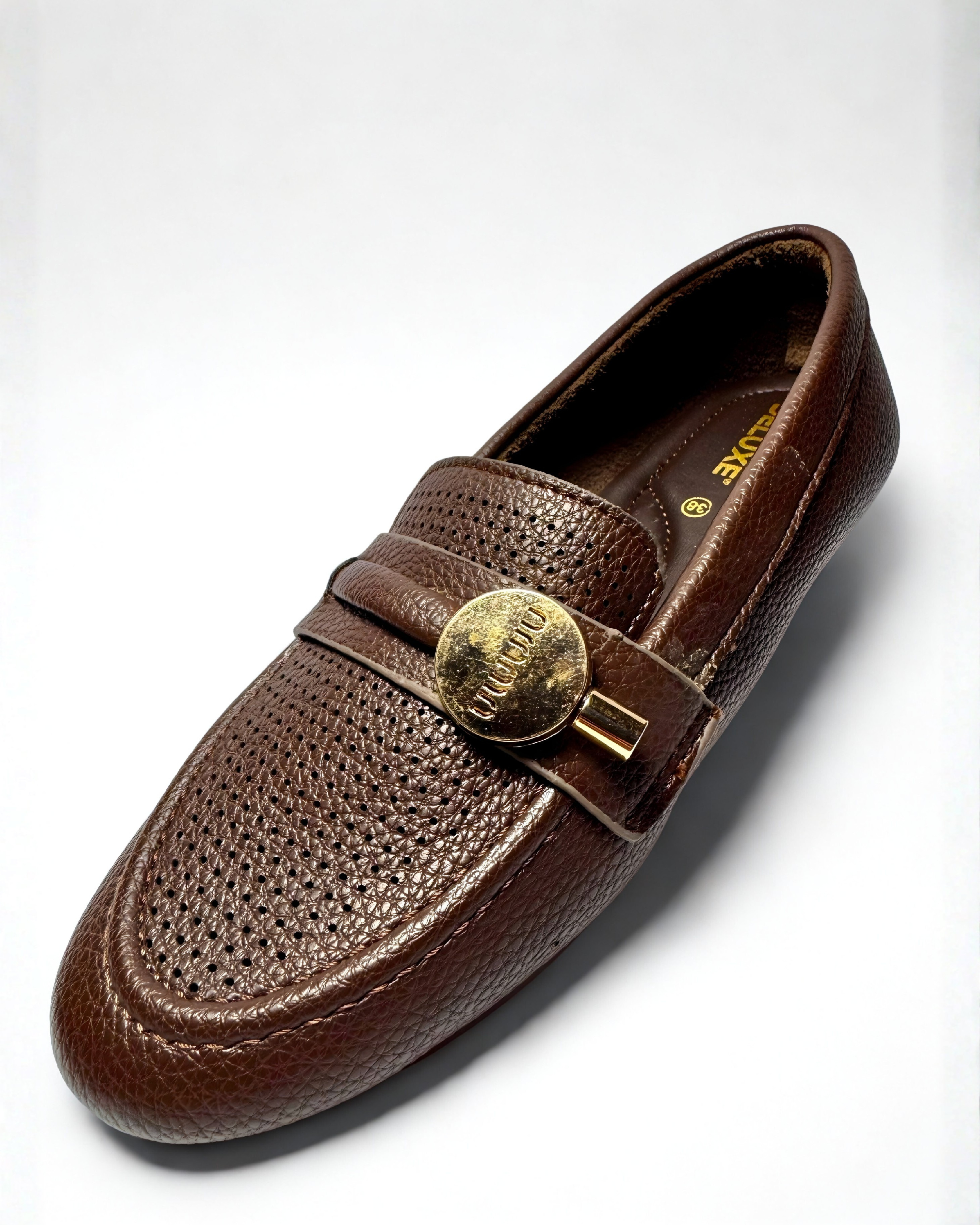 Brown Luxury Medicated Leather Pumpies – Cushioned Comfort (Brown)  Luxora