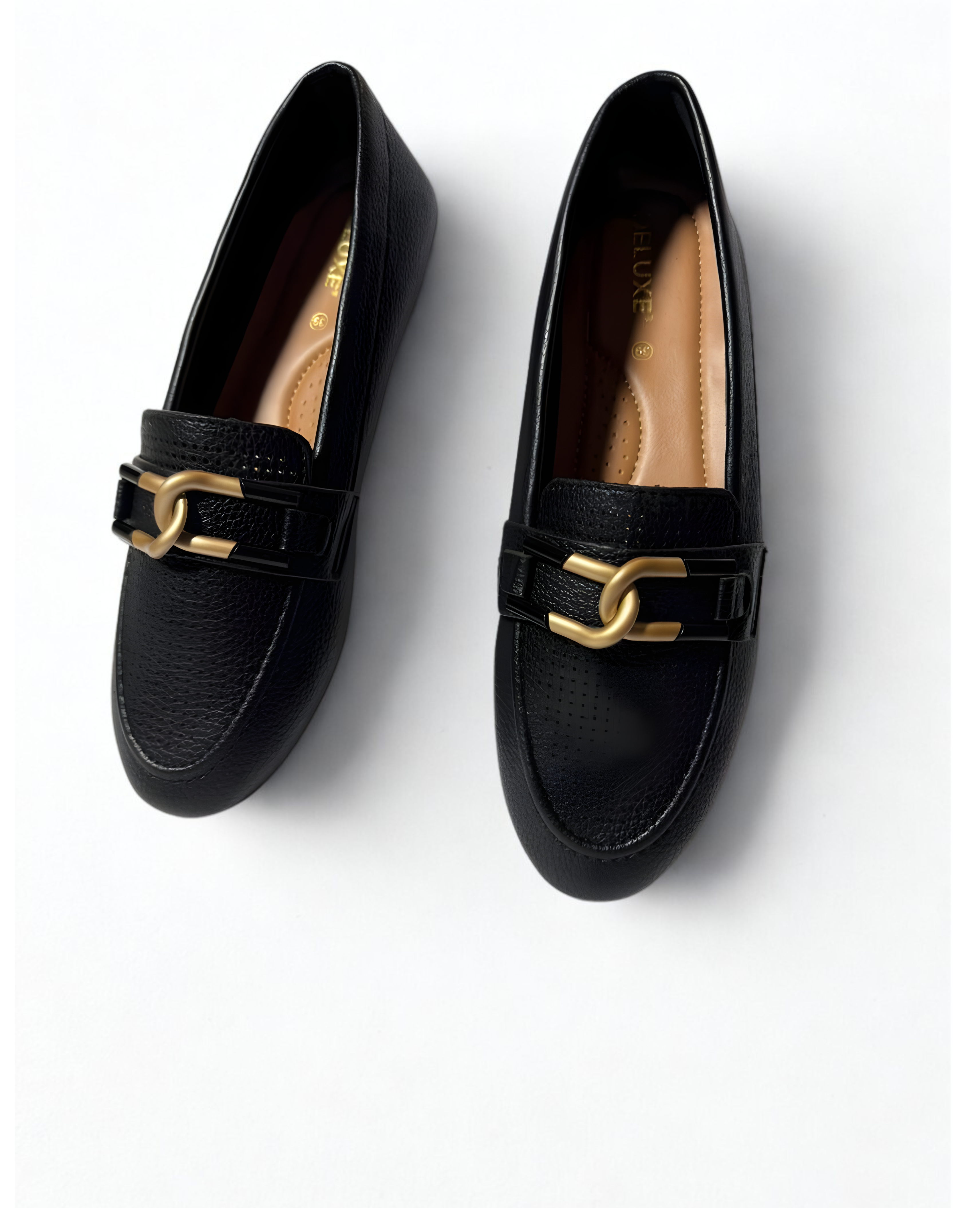 Black Luxury Medicated Leather Pumpies – Cushioned Comfort (Black) | Luxora