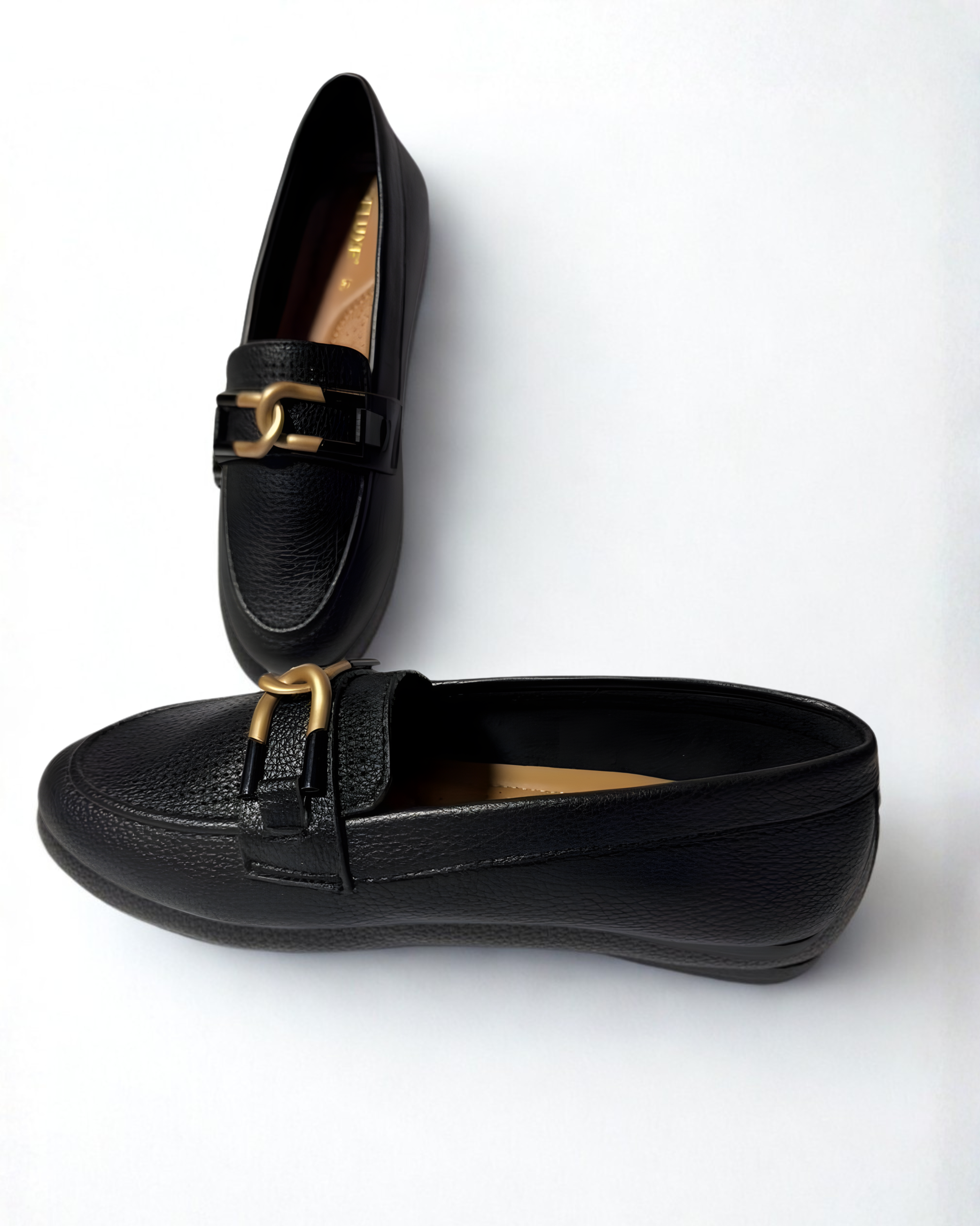 Black Luxury Medicated Leather Pumpies – Cushioned Comfort (Black) | Luxora