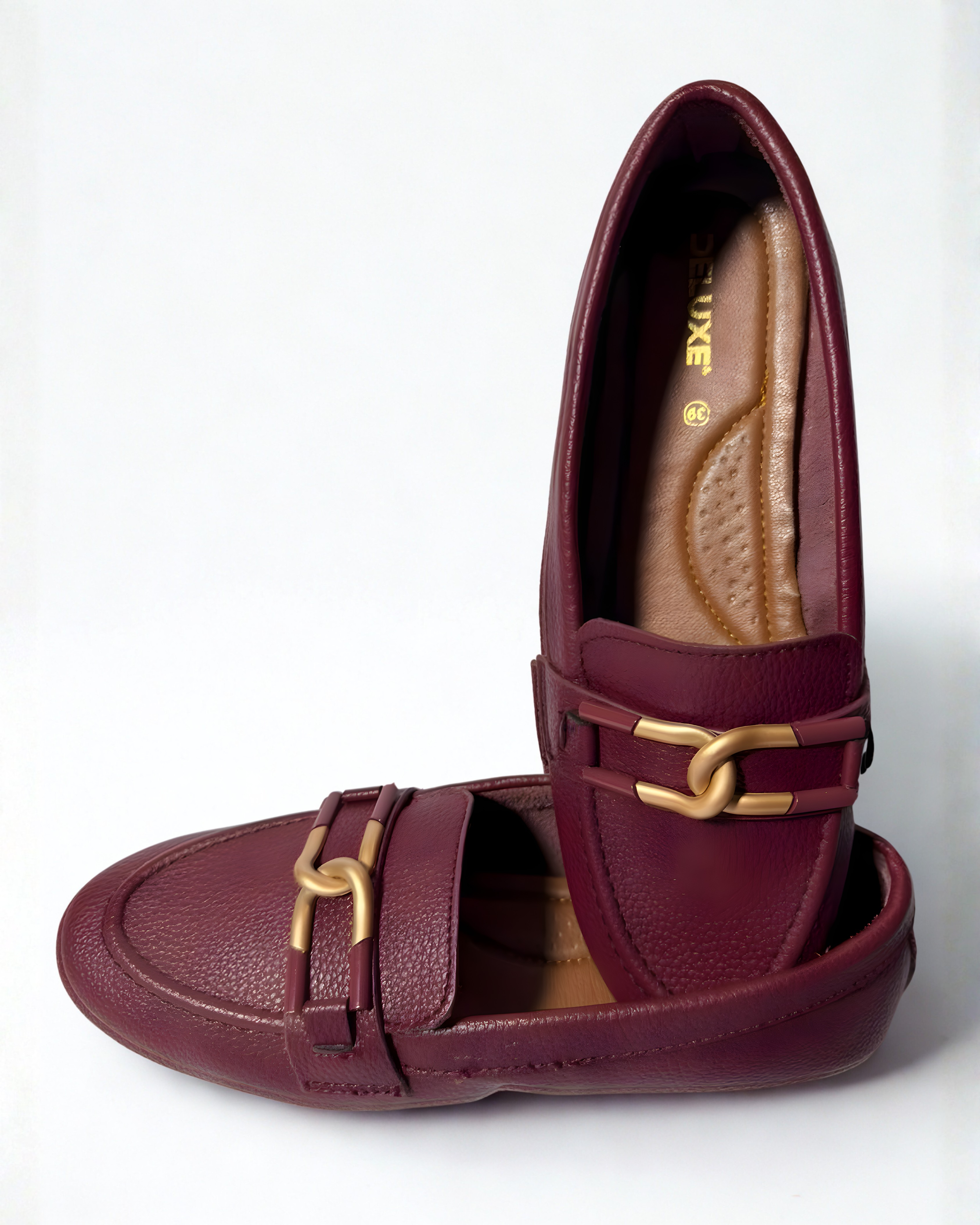 Burgundy Luxury Medicated Leather Pumpies – Cushioned Comfort (Burgundy) | Luxora