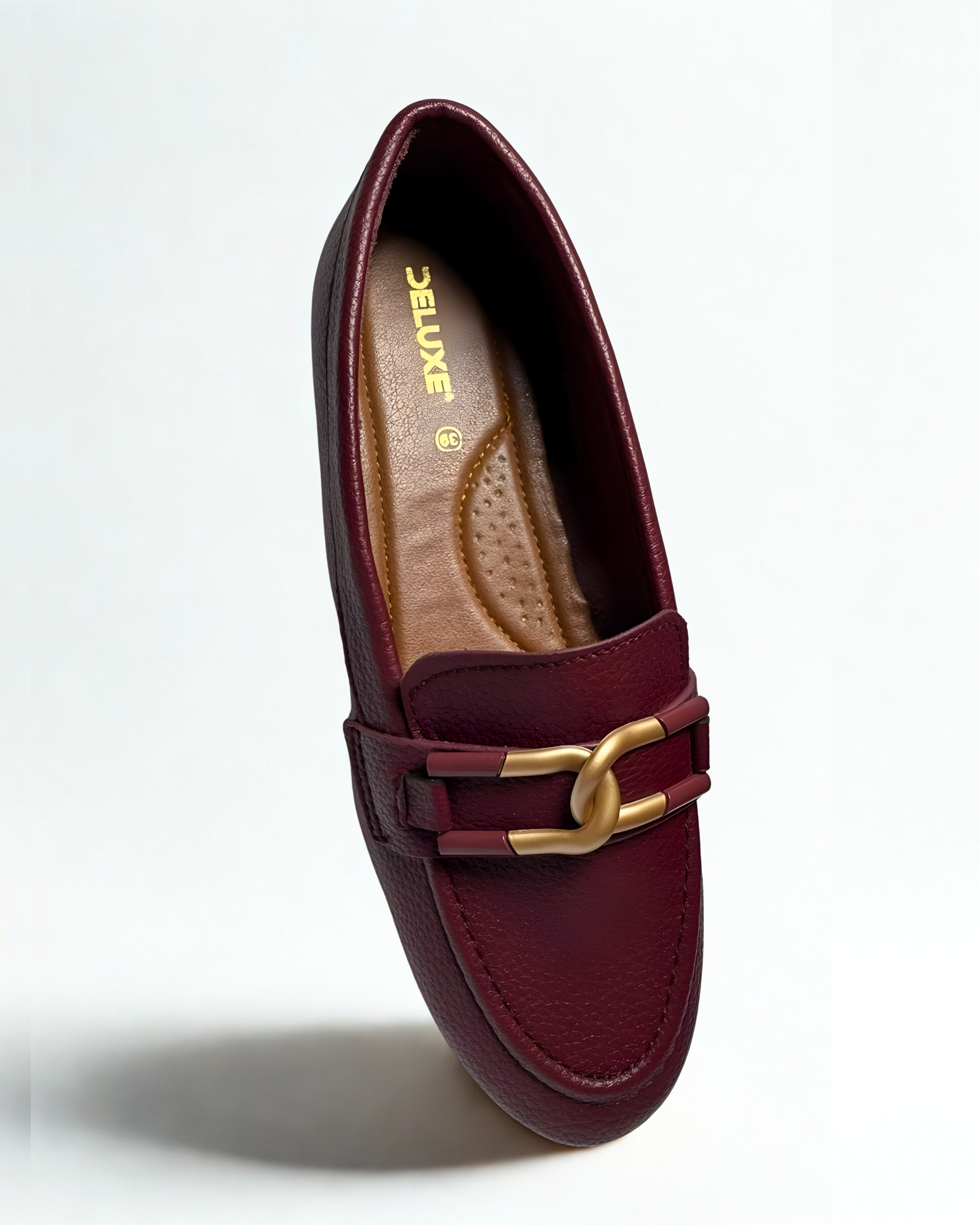 Burgundy Luxury Medicated Leather Pumpies – Cushioned Comfort (Burgundy) | Luxora