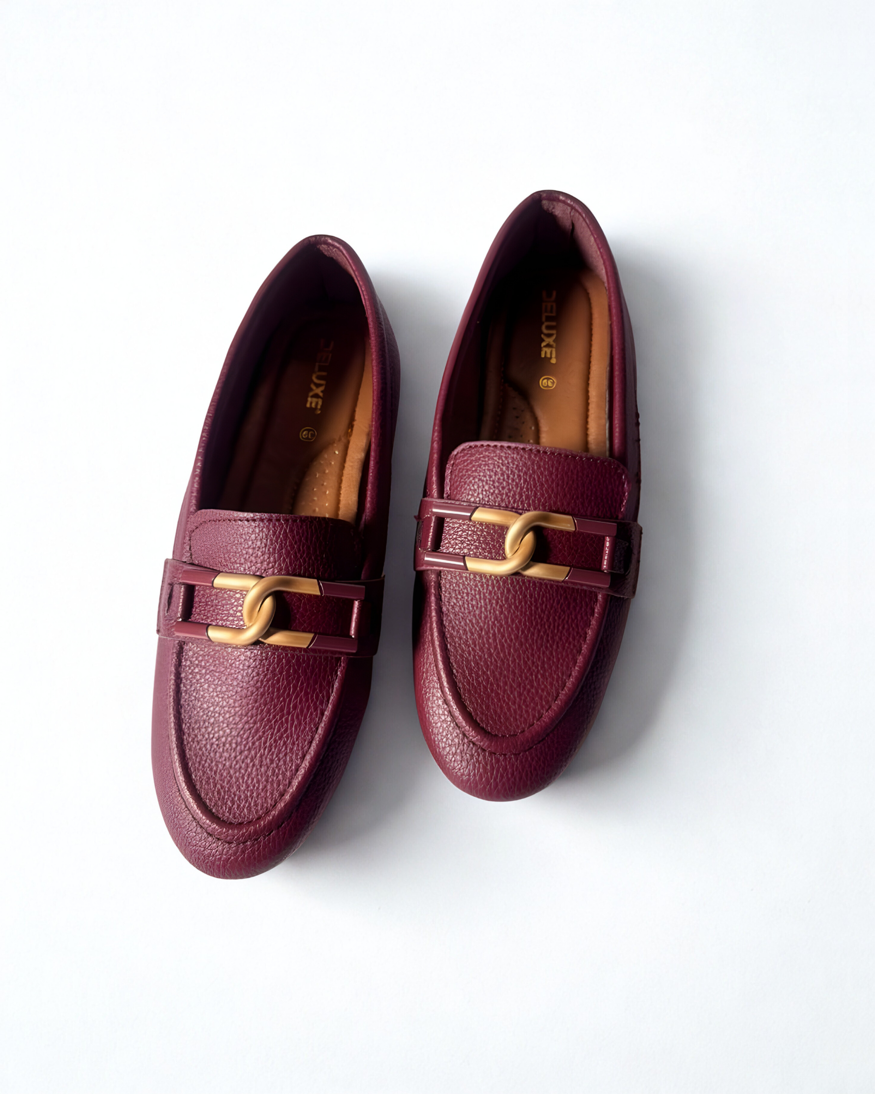 Burgundy Luxury Medicated Leather Pumpies – Cushioned Comfort (Burgundy) | Luxora