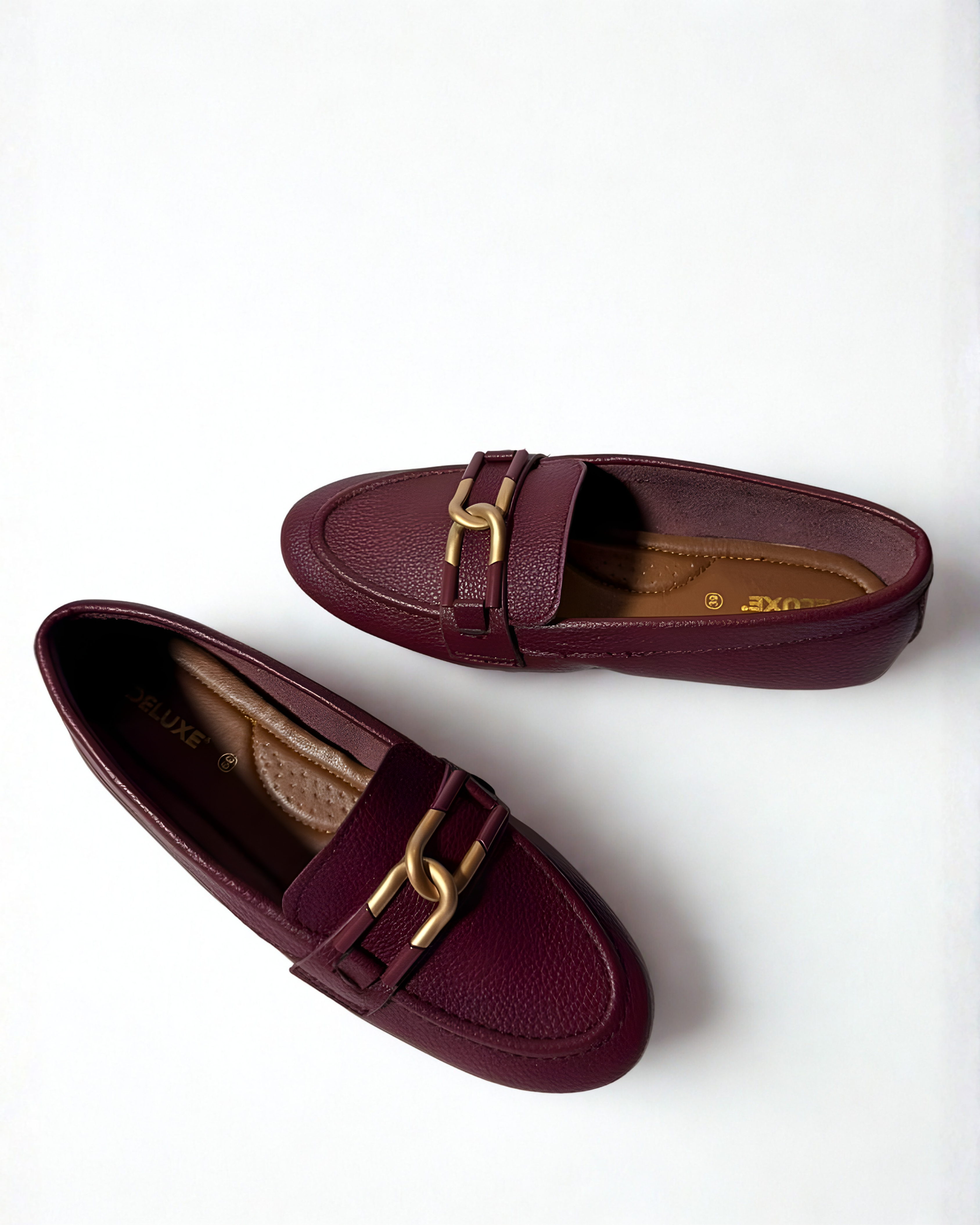 Burgundy Luxury Medicated Leather Pumpies – Cushioned Comfort (Burgundy) | Luxora