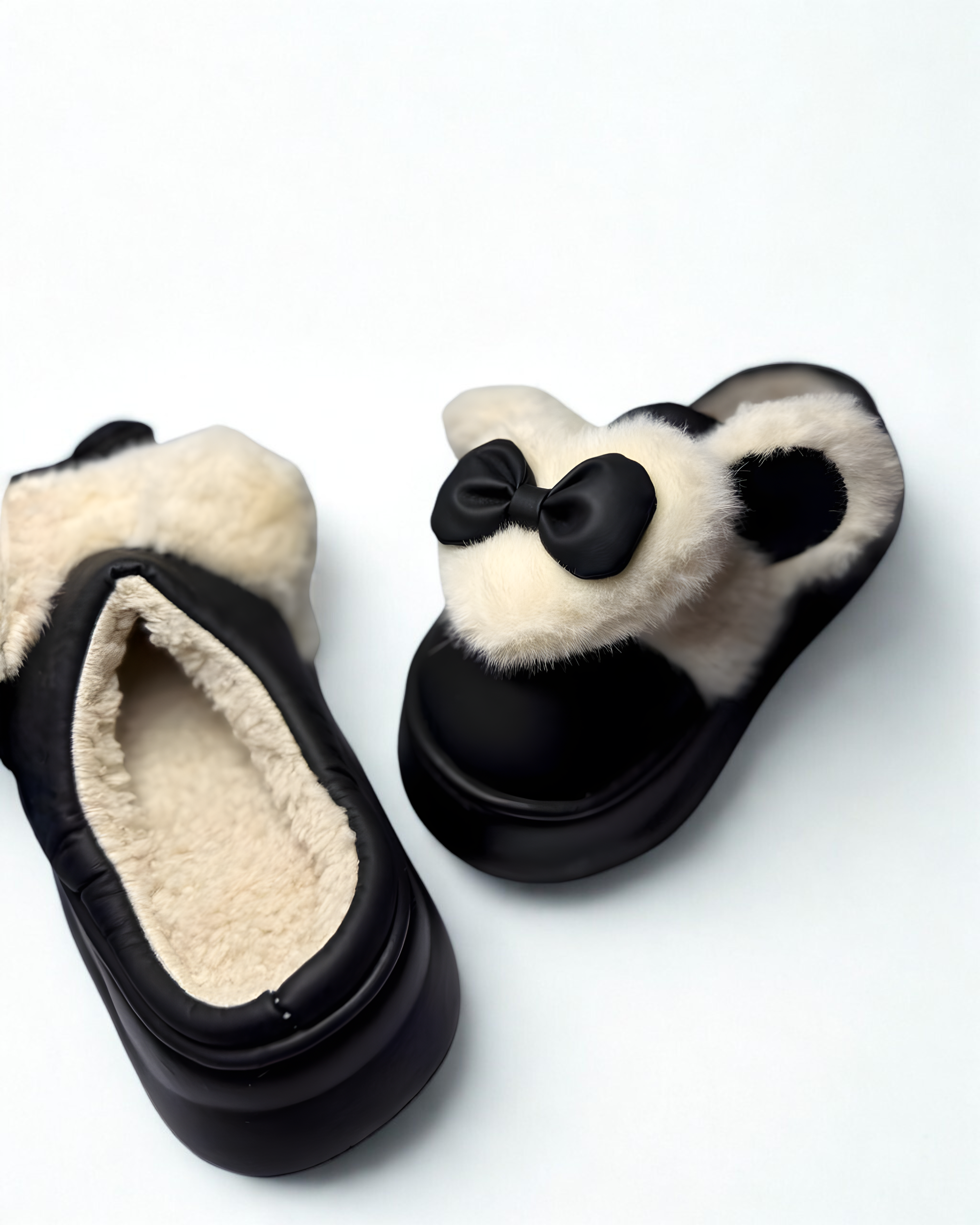 Black Women's Medicated Winter Slippers | Ultra-Soft Fur Shoes