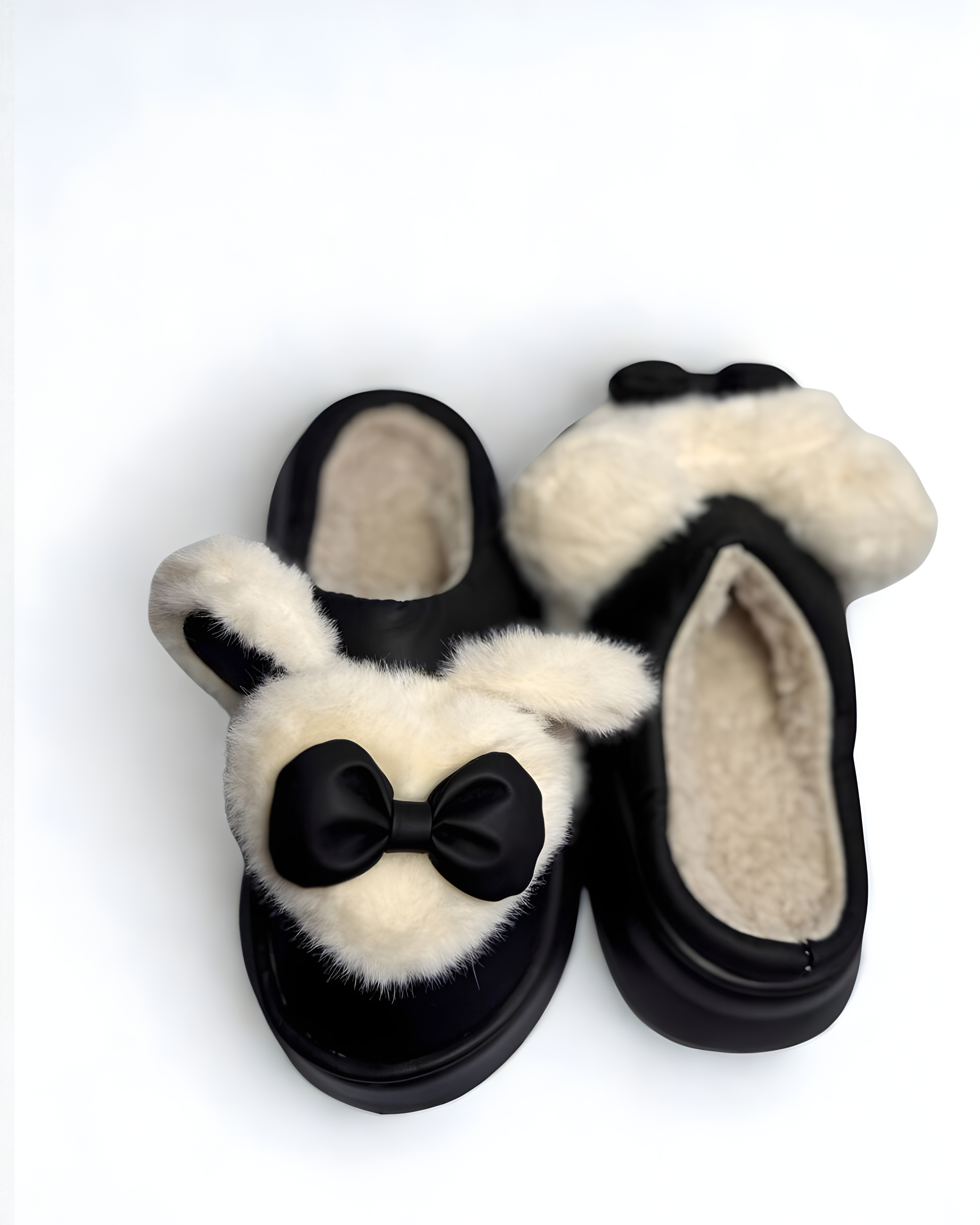 Black Women's Medicated Winter Slippers | Ultra-Soft Fur Shoes