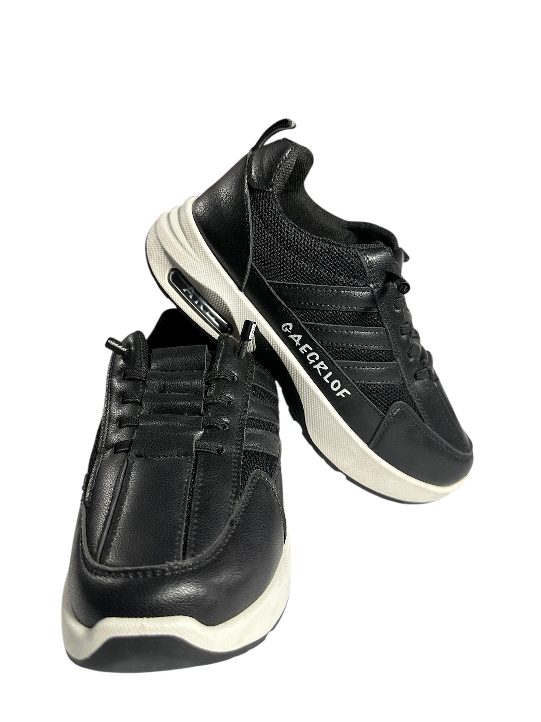 Black Stretch Lace Comfort Sneakers for Women