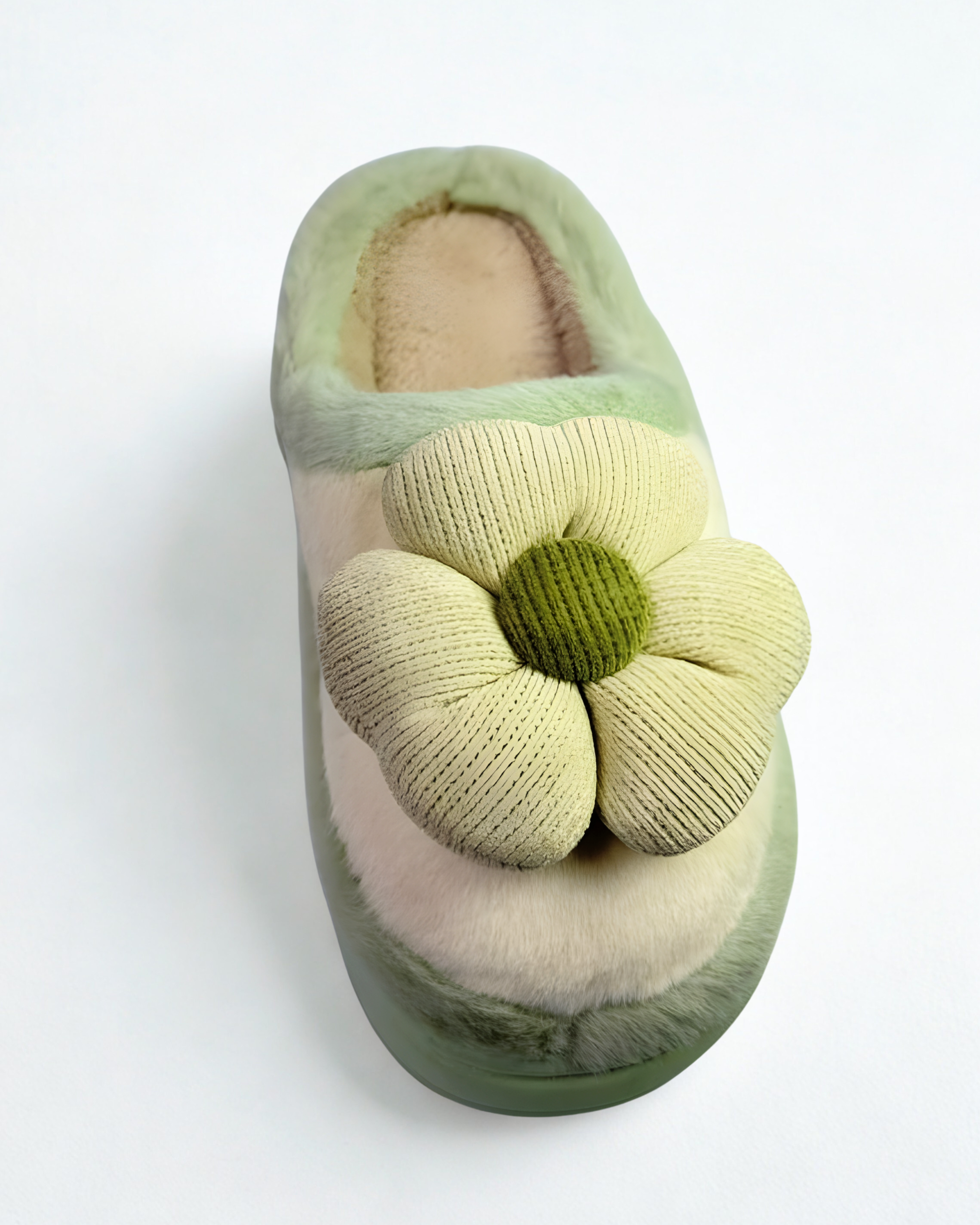 Green Winter Fur Slippers for Women | Soft Medicated Sole Warm Slippers