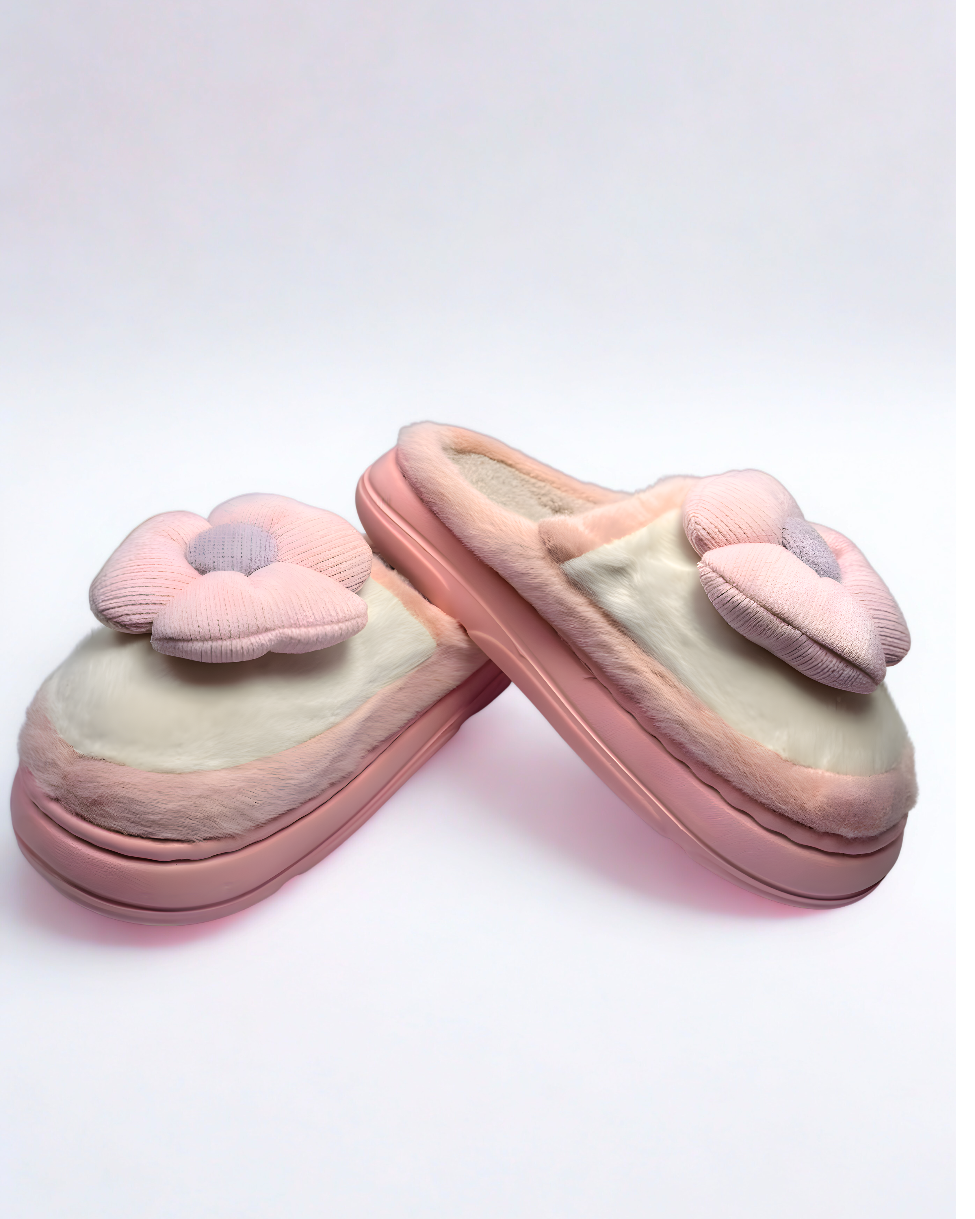 Pink Winter Fur Slippers for Women | Soft Medicated Sole Warm Slippers
